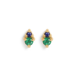 Front view of Points Earrings / Emerald + Lavender Sapphire by Goldpoint Jewelry