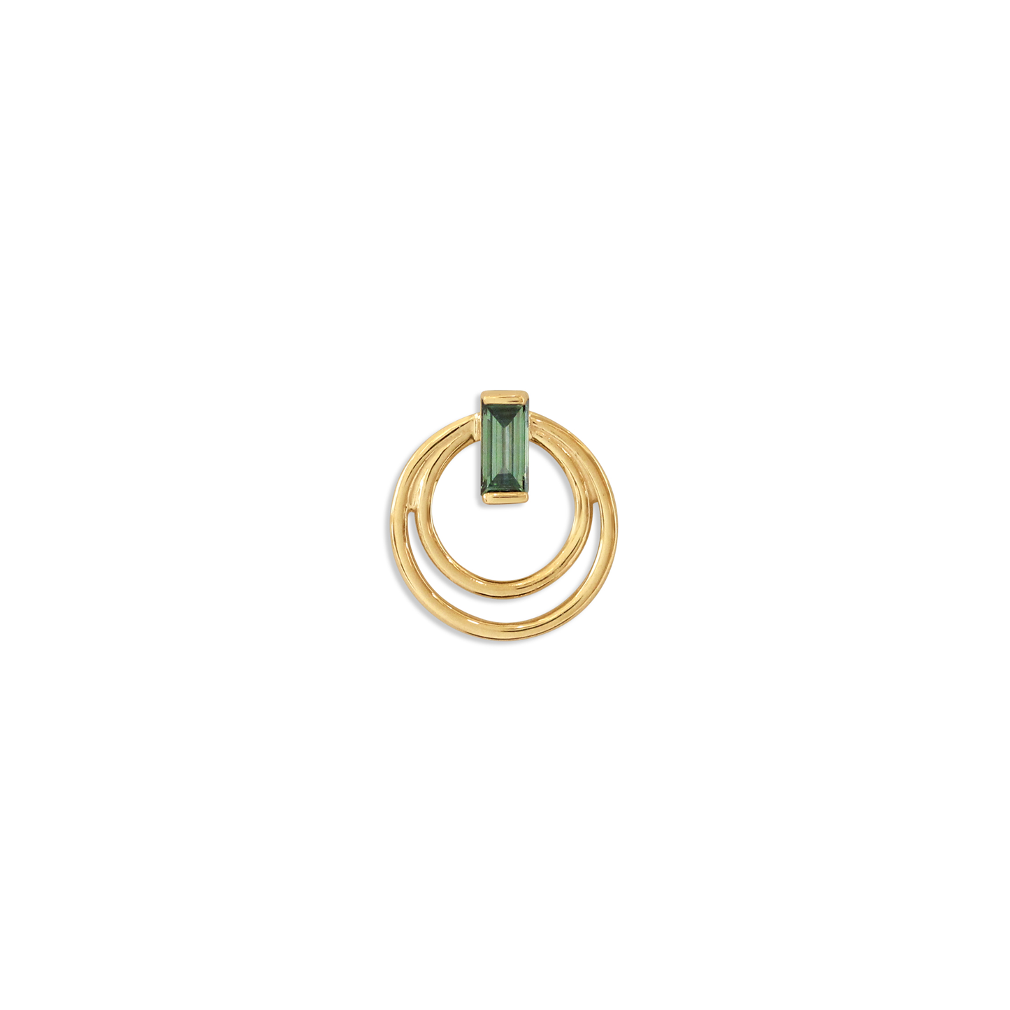 Ripple Earring / Lab Green Baguette Diamond by Goldpoint