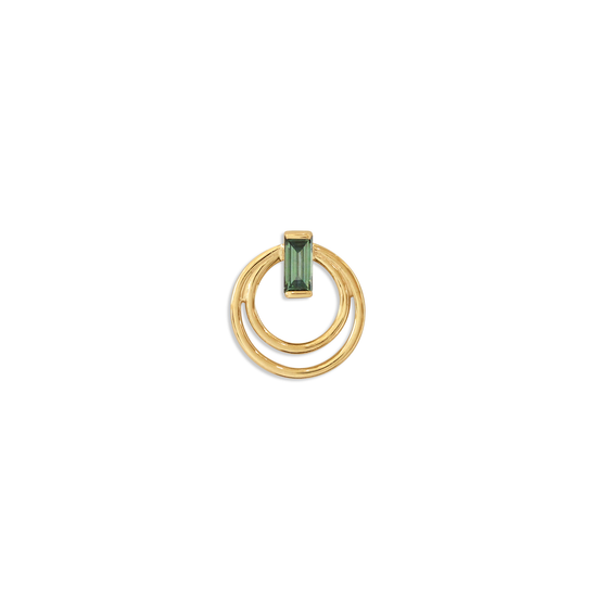 Ripple Earring / Lab Green Baguette Diamond by Goldpoint