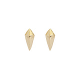 Front view of a set of Spike Earring / Yellow Gold pieces by Goldpoint Jewelry
