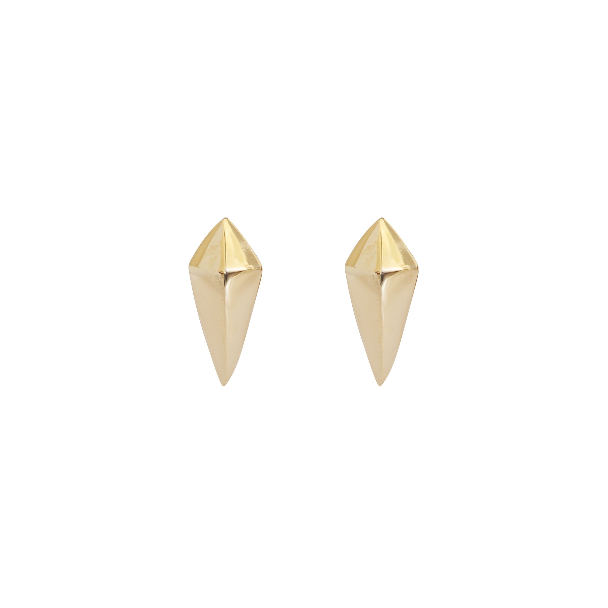 Front view of a set of Spike Earring / Yellow Gold pieces by Goldpoint Jewelry