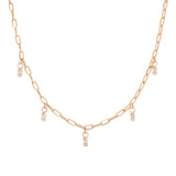 Split Bezel Charm Necklace / Lab Oval Diamond + Paperclip Chain