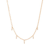 Split Bezel Charm Necklace / Lab Oval Diamond + Paperclip Chain