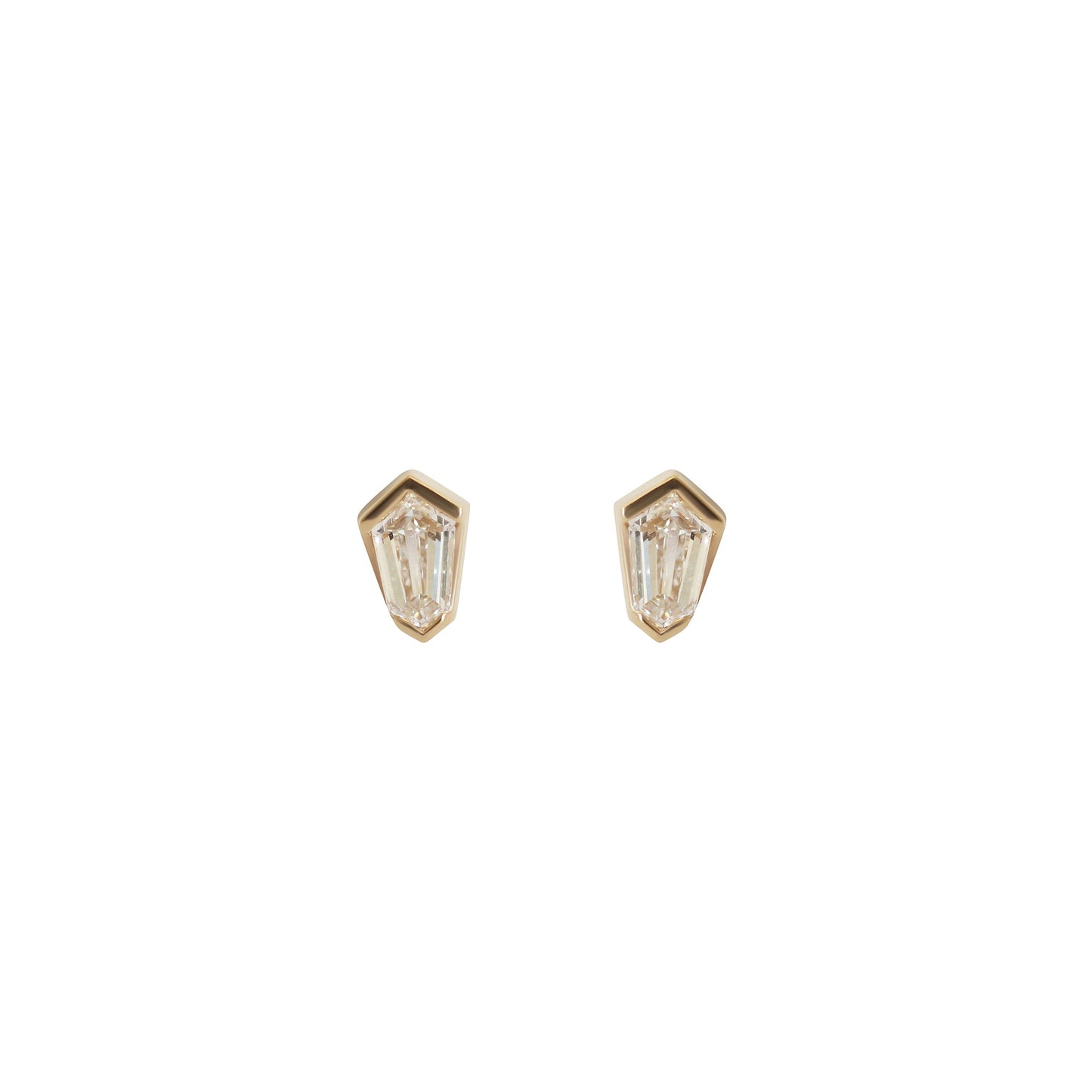 Split Bezel Earring / Shield Diamond + Yellow Gold by Goldpoint