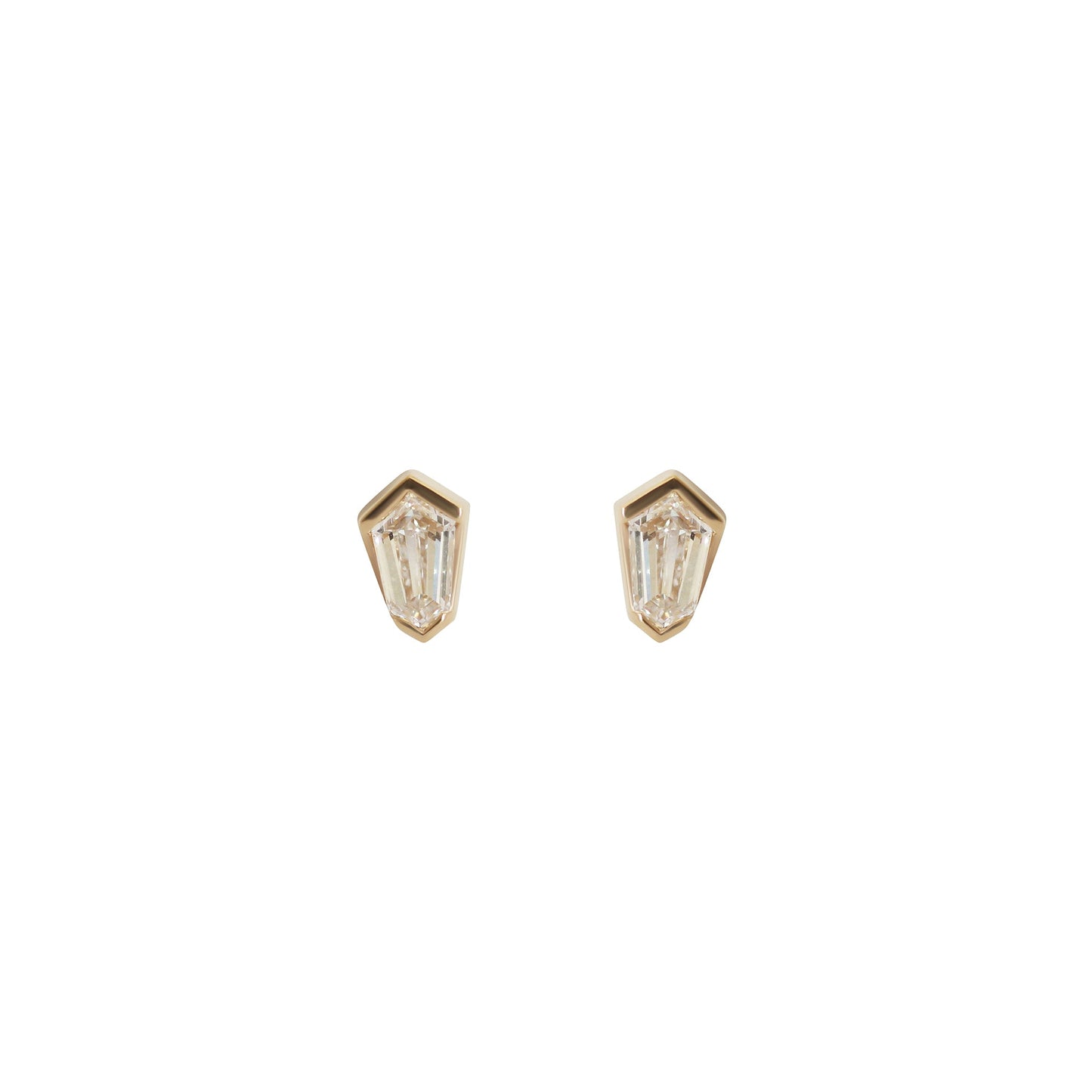 Split Bezel Stud Earring / Shield Diamond - Goldpoint Studio - Greenpoint, Brooklyn - Fine Jewelry