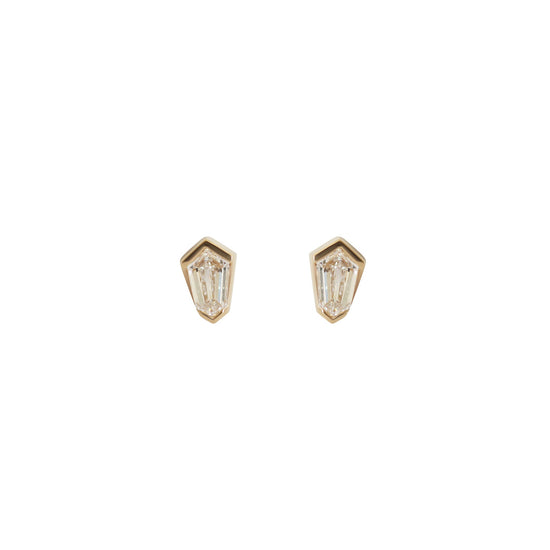 Split Bezel Earring / Shield Diamond + Yellow Gold by Goldpoint