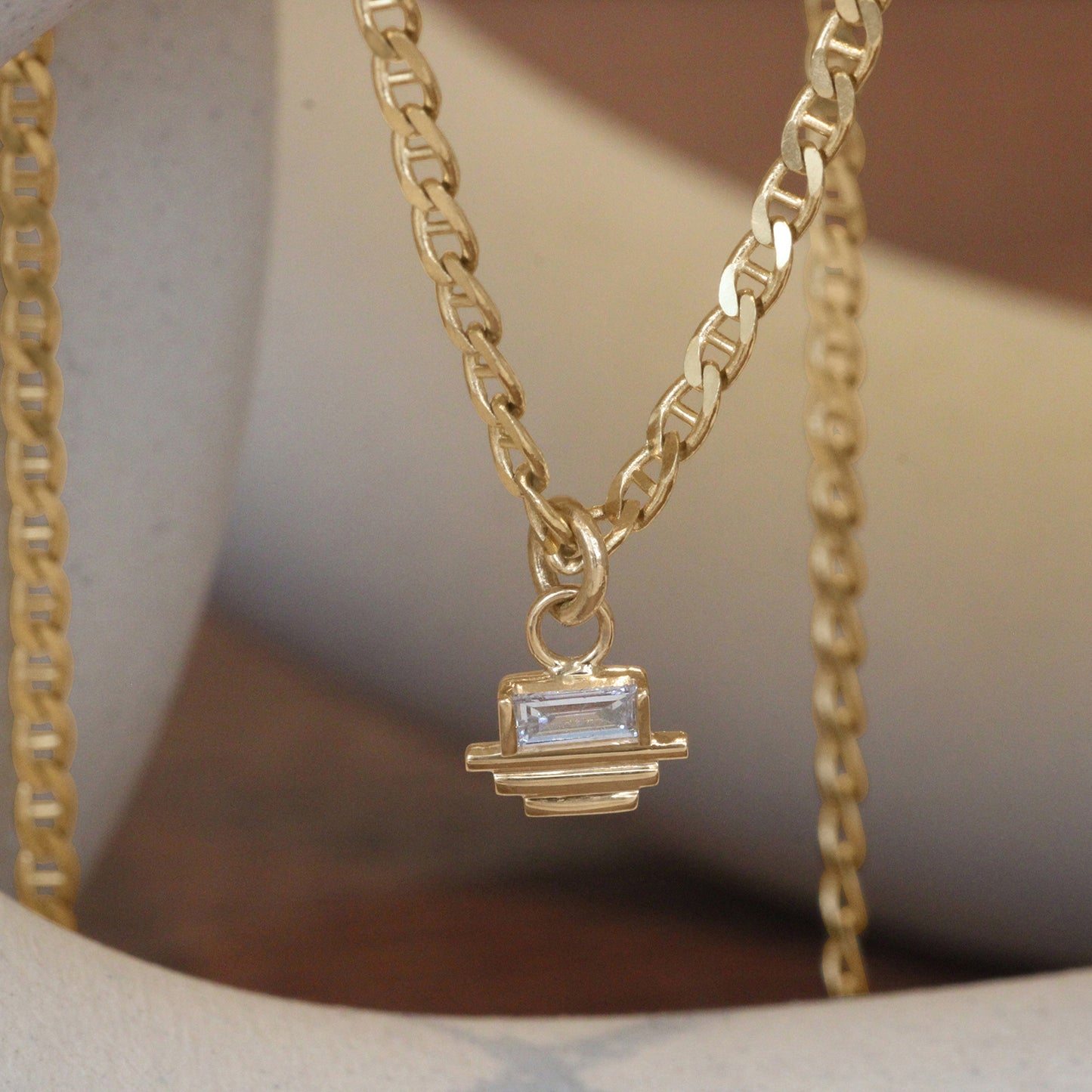 Step Pyramid Charm / Lab Baguette Diamond