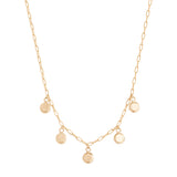 Step Frame Circle Charm Necklace / Paperclip Chain