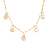 Step Frame Circle Charm Necklace / Paperclip Chain