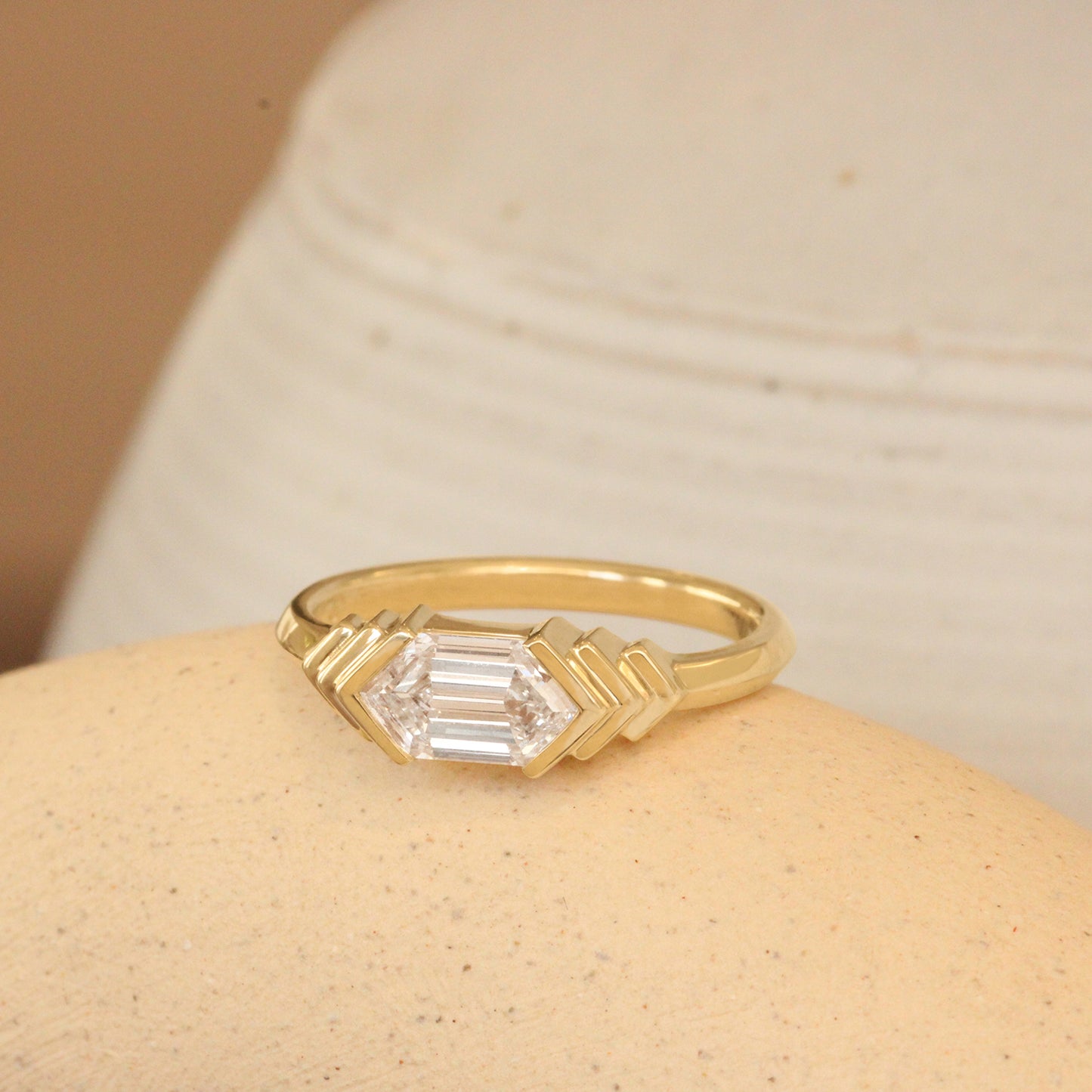 Lifestyle angled view of Kent Ring Hexagon Lab Diamond 1.14ct by Goldpoint