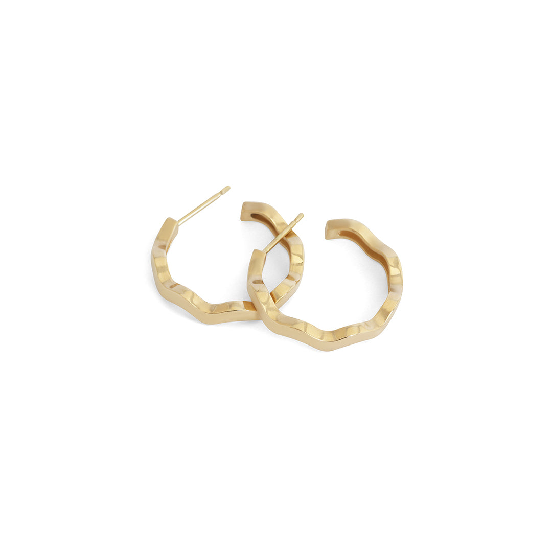 Side profile view of a set of Waves Hoop / Large pieces by Goldpoint Jewelry