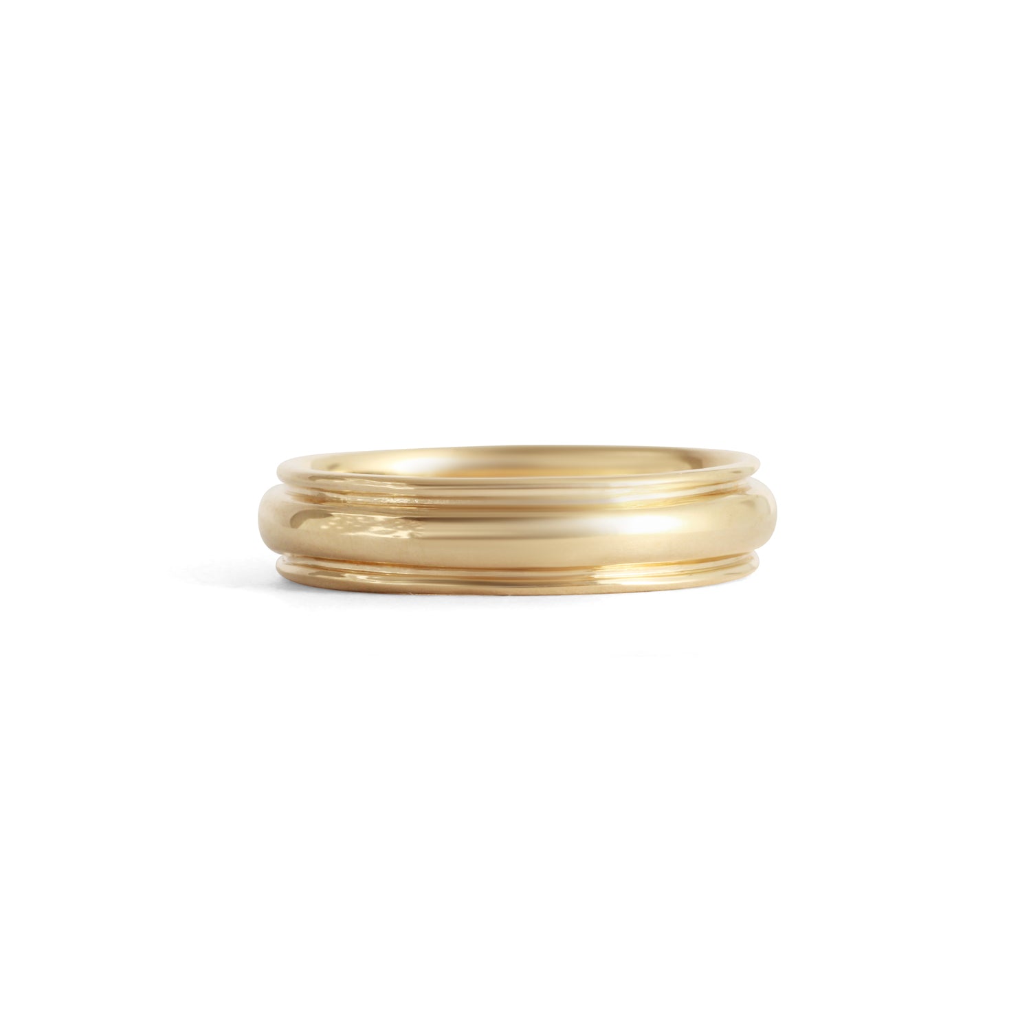 Front view of Cornice Band Wide in 14k yellow gold