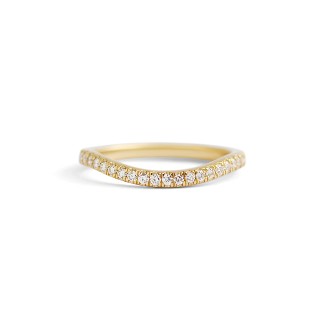 Load image into Gallery viewer, Soft Curve Flat Band / Diamonds - Goldpoint Studio - Greenpoint, Brooklyn - Fine Jewelry
