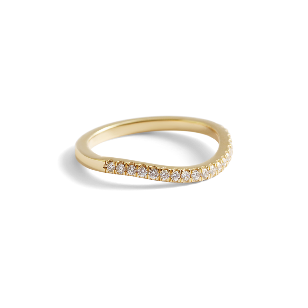 Soft Curve Flat Band / Diamonds - Goldpoint Studio - Greenpoint, Brooklyn - Fine Jewelry