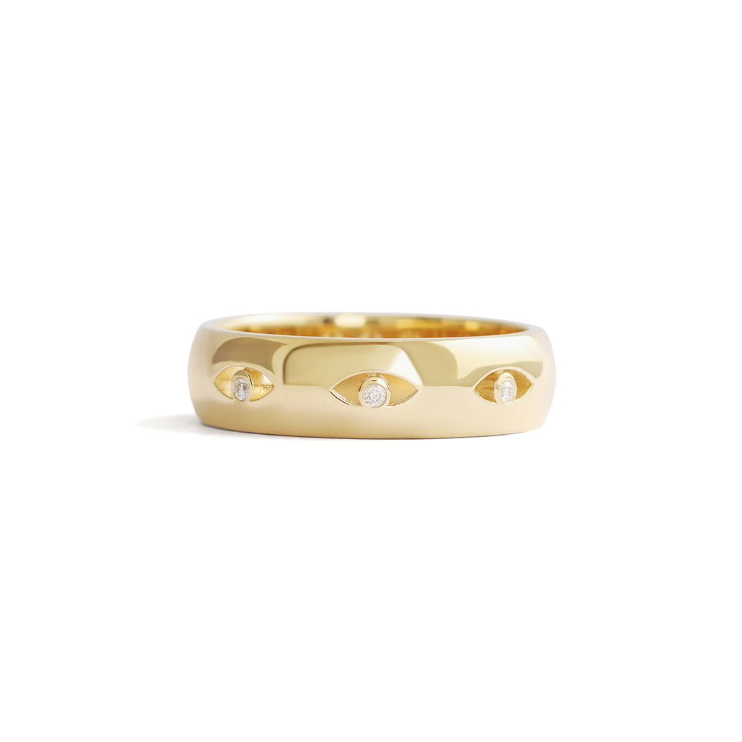 Dome Shiva Band / White Diamonds - Goldpoint Studio - Greenpoint, Brooklyn - Fine Jewelry