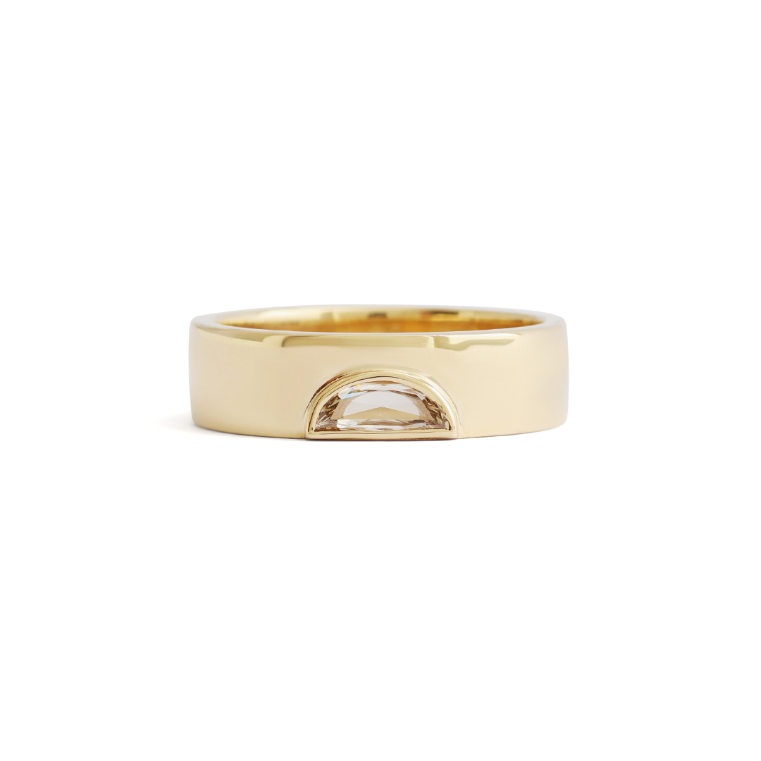 Horizon Band / Champagne Half Moon Diamond .23ct - Goldpoint Studio - Greenpoint, Brooklyn - Fine Jewelry