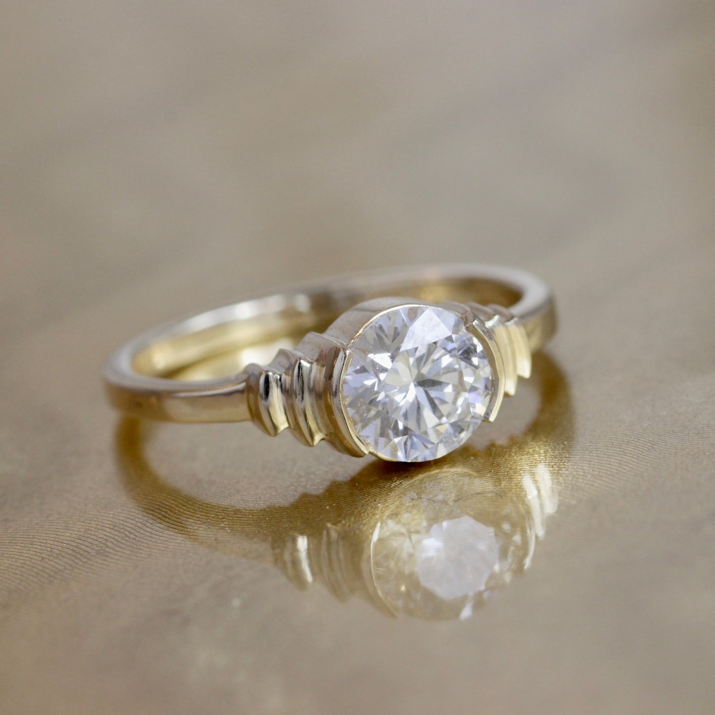 Step Ring / Lab Round Diamonds 1.10ct - Goldpoint Studio - Greenpoint, Brooklyn - Fine Jewelry