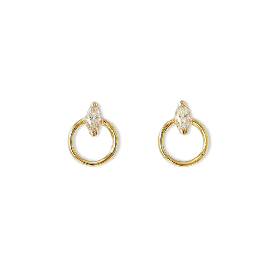 Aton Earrings / Lab Marquise Diamond - Goldpoint Studio - Greenpoint, Brooklyn - Fine Jewelry