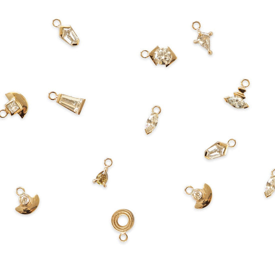Edge Charm / Lab Marquise Diamond + Yellow Gold by Goldpoint