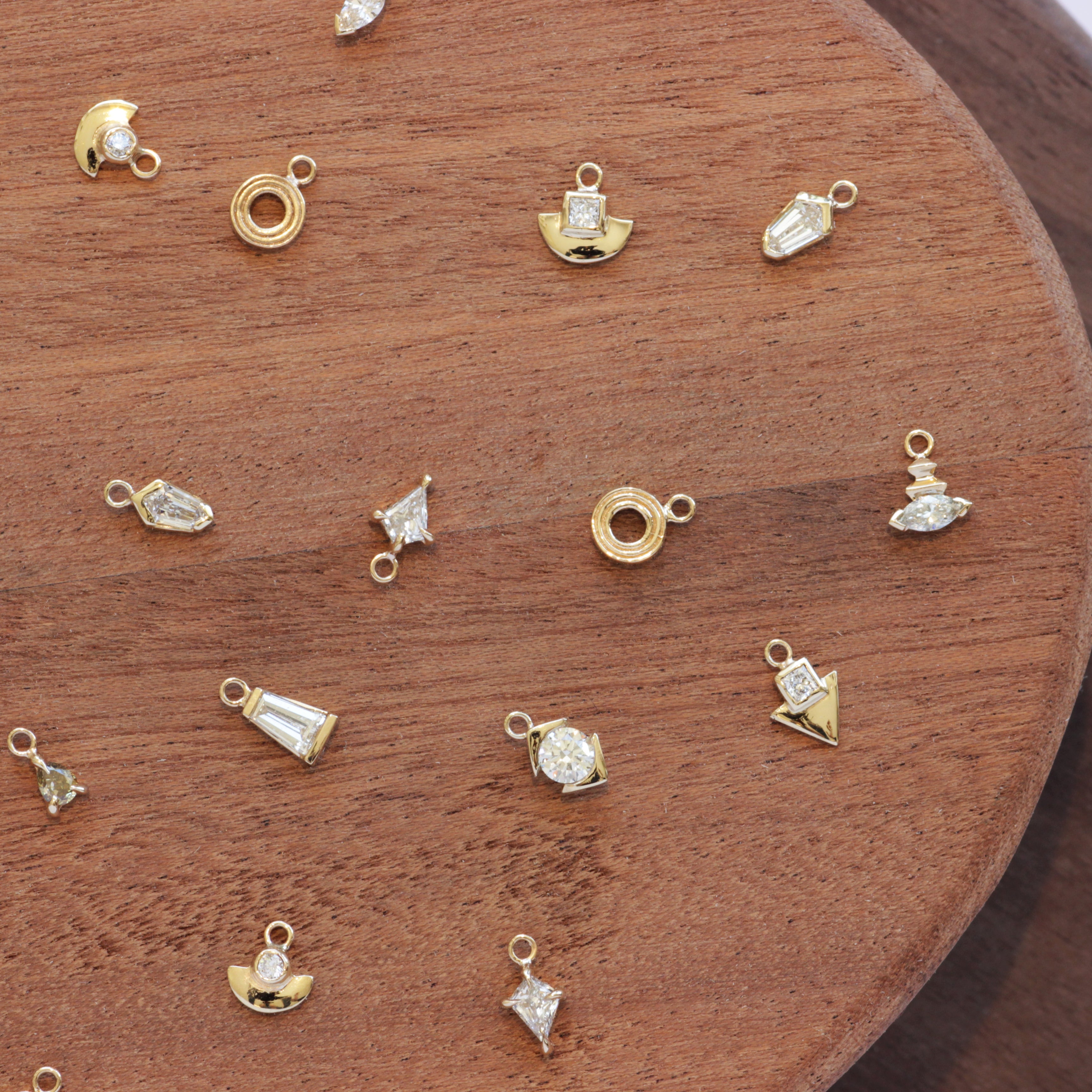Edge Charm / Lab Marquise Diamond + Yellow Gold by Goldpoint