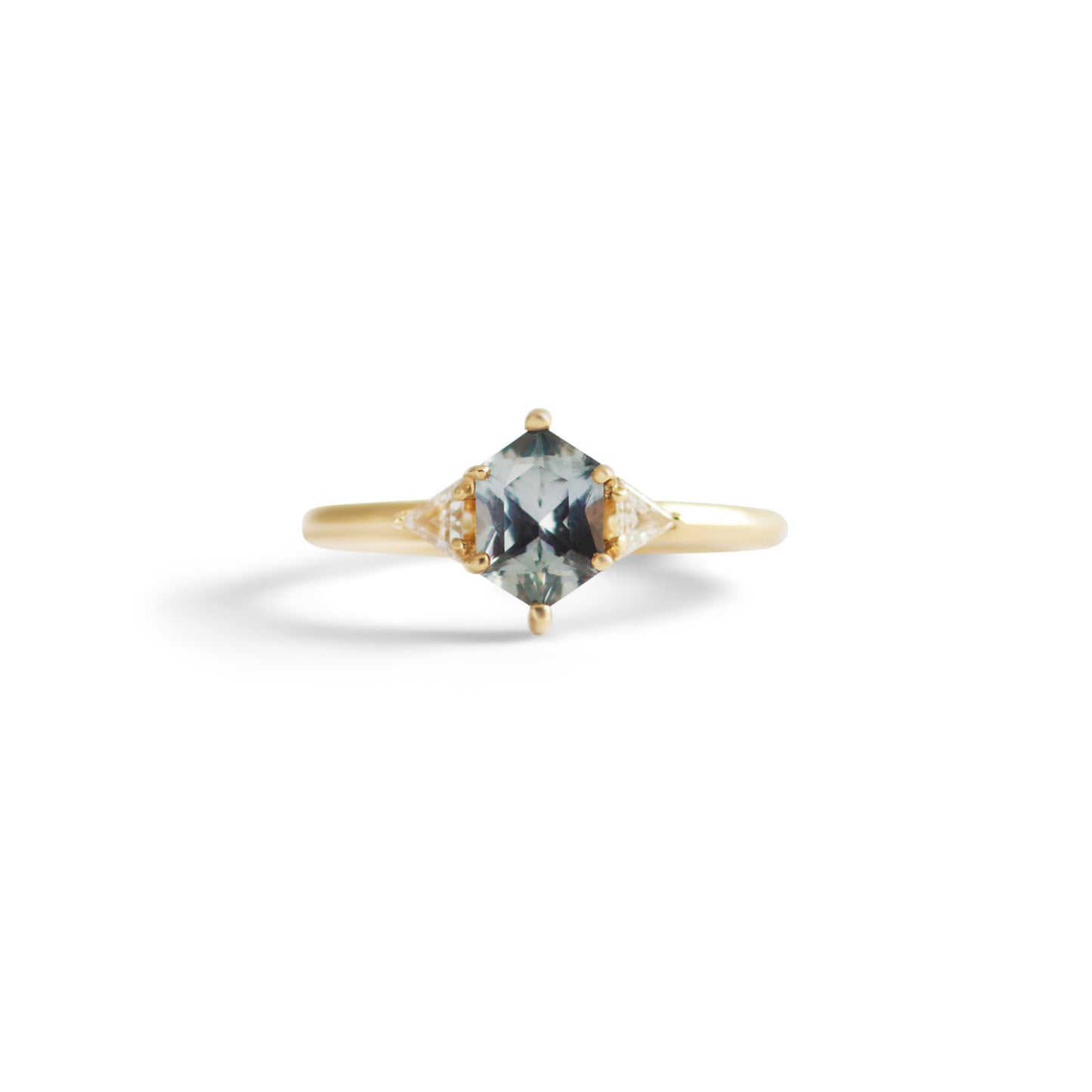 6 Prong Hex Ring / Sapphire + Diamond - Goldpoint Studio - Greenpoint, Brooklyn - Fine Jewelry