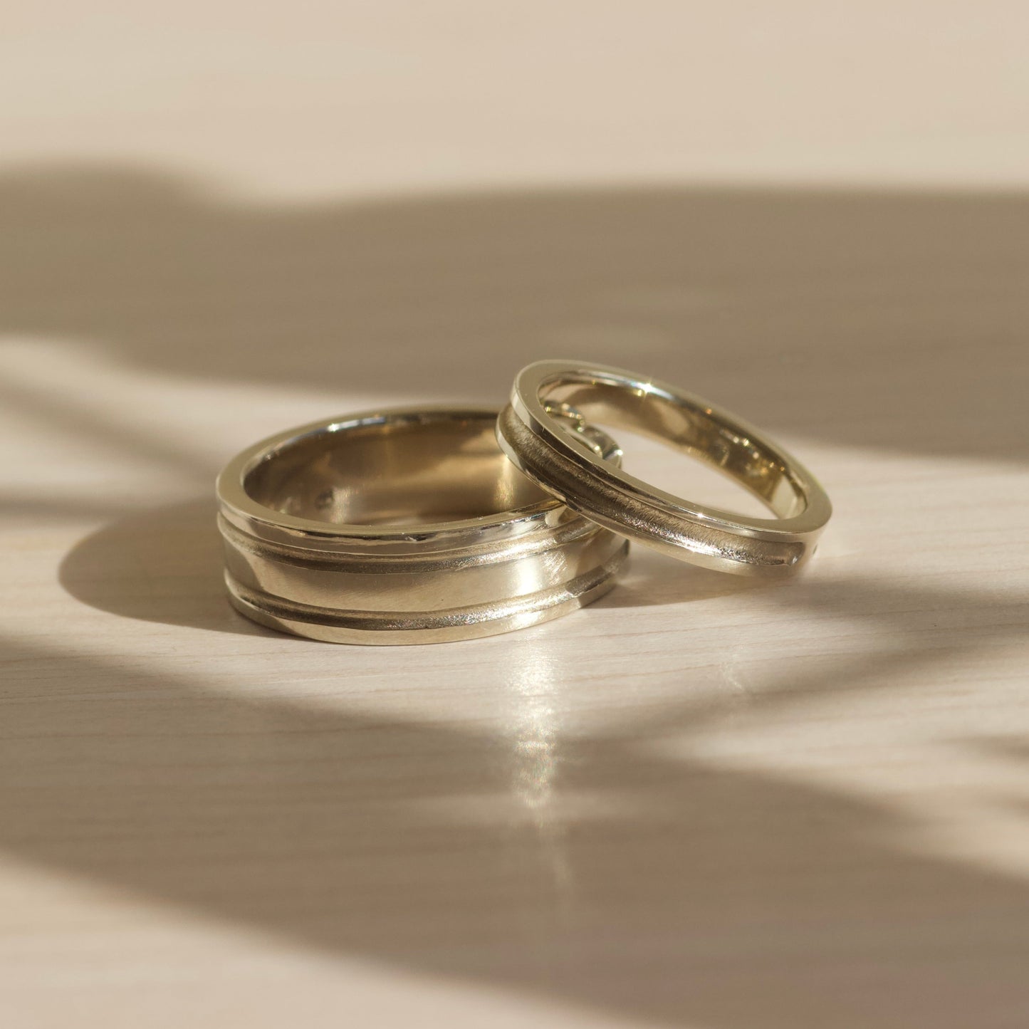 Wide Column Band / 2 Grooves White Gold - Goldpoint Studio - Greenpoint, Brooklyn - Fine Jewelry