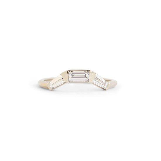 Triptych Curve Ring / Lab Baguette Diamonds .71cts