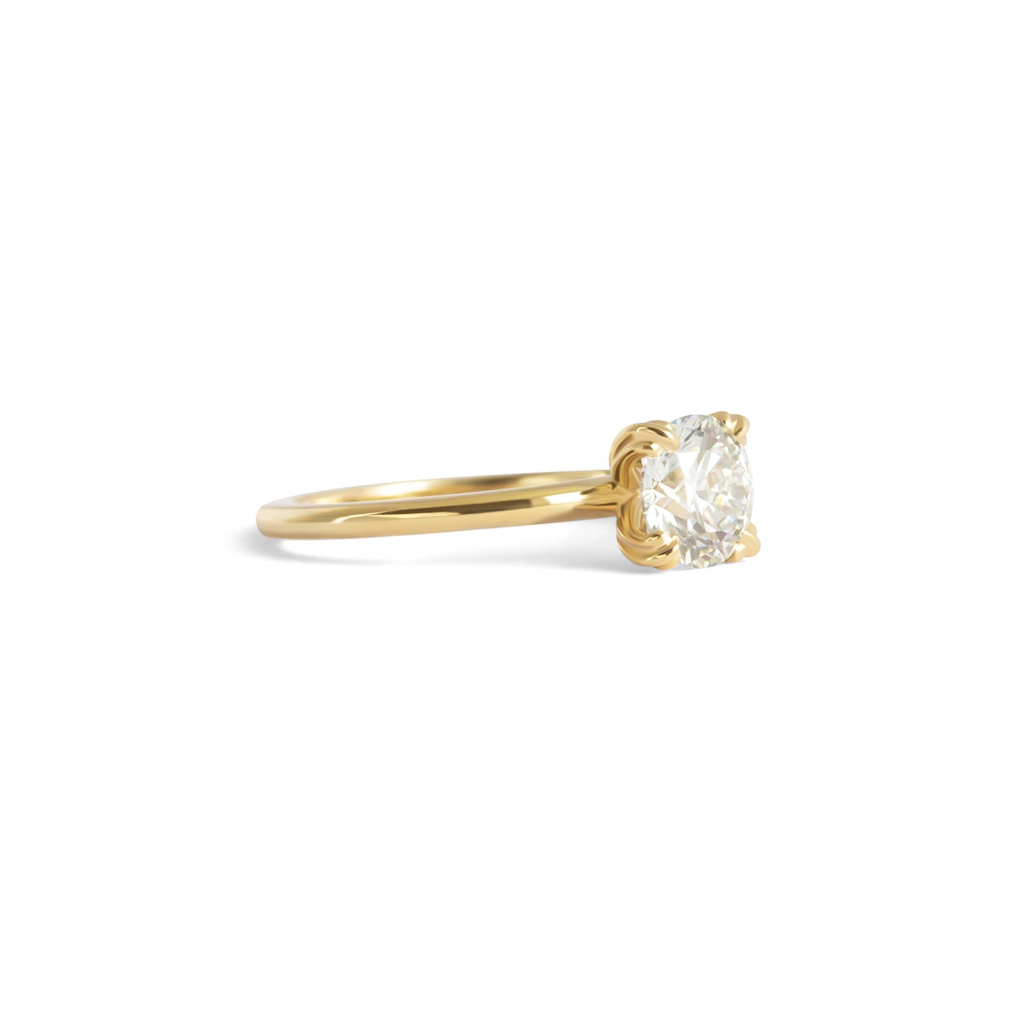 Load image into Gallery viewer, Cornice Prong Ring / Lab Round Diamond 1ct - Goldpoint Studio - Greenpoint, Brooklyn - Fine Jewelry
