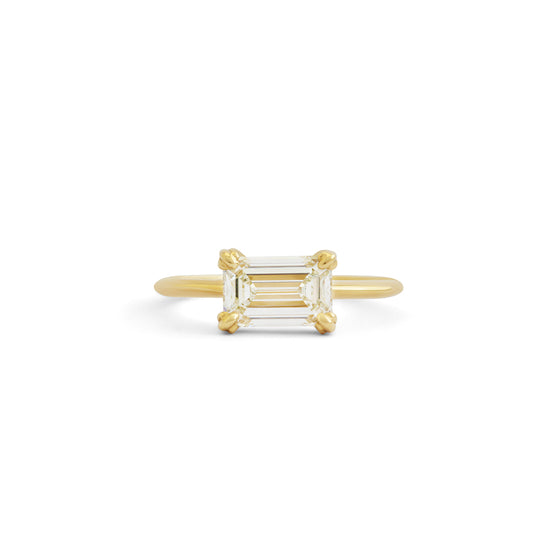Cornice Ring / Lab Emerald Baguette Diamond 1.5ct - Goldpoint Studio - Greenpoint, Brooklyn - Fine Jewelry