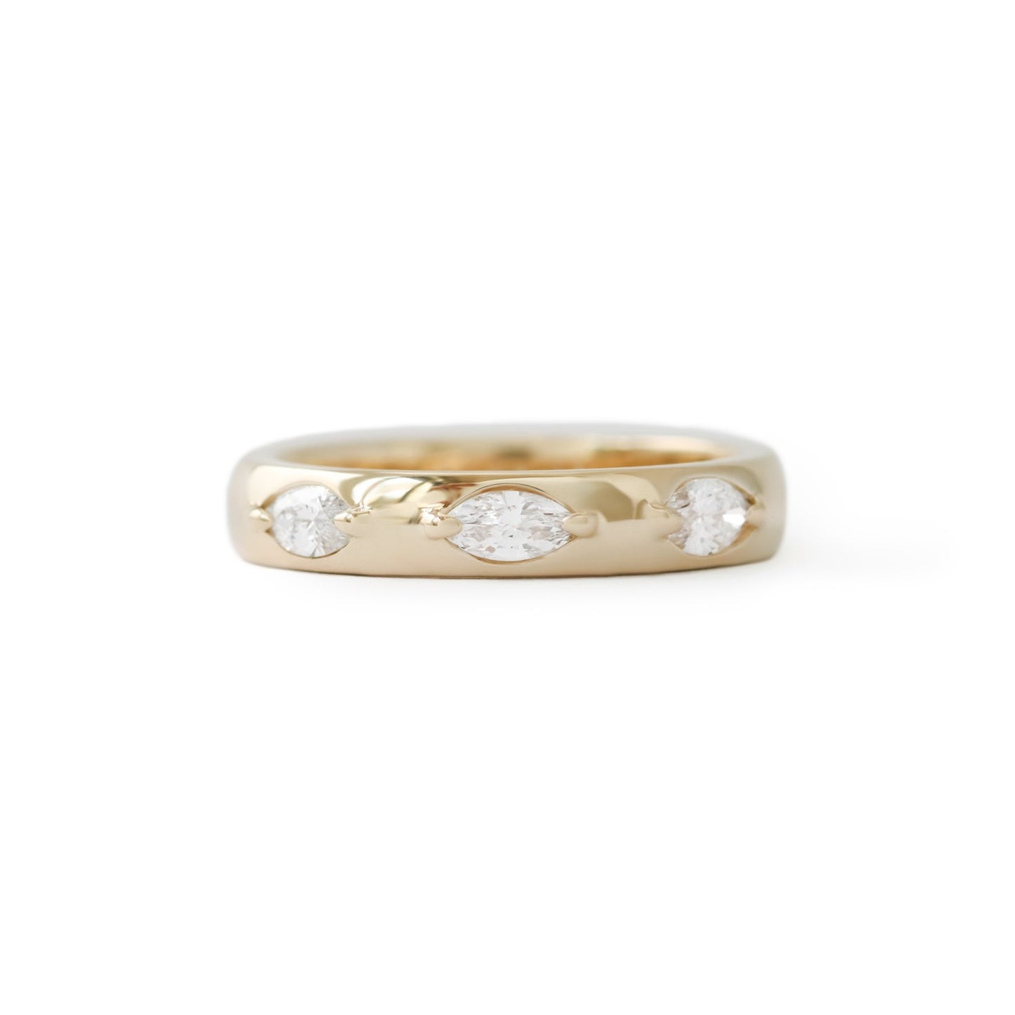 Load image into Gallery viewer, Dome Band / Marquise Diamonds .33cts - Goldpoint Studio - Greenpoint, Brooklyn - Fine Jewelry
