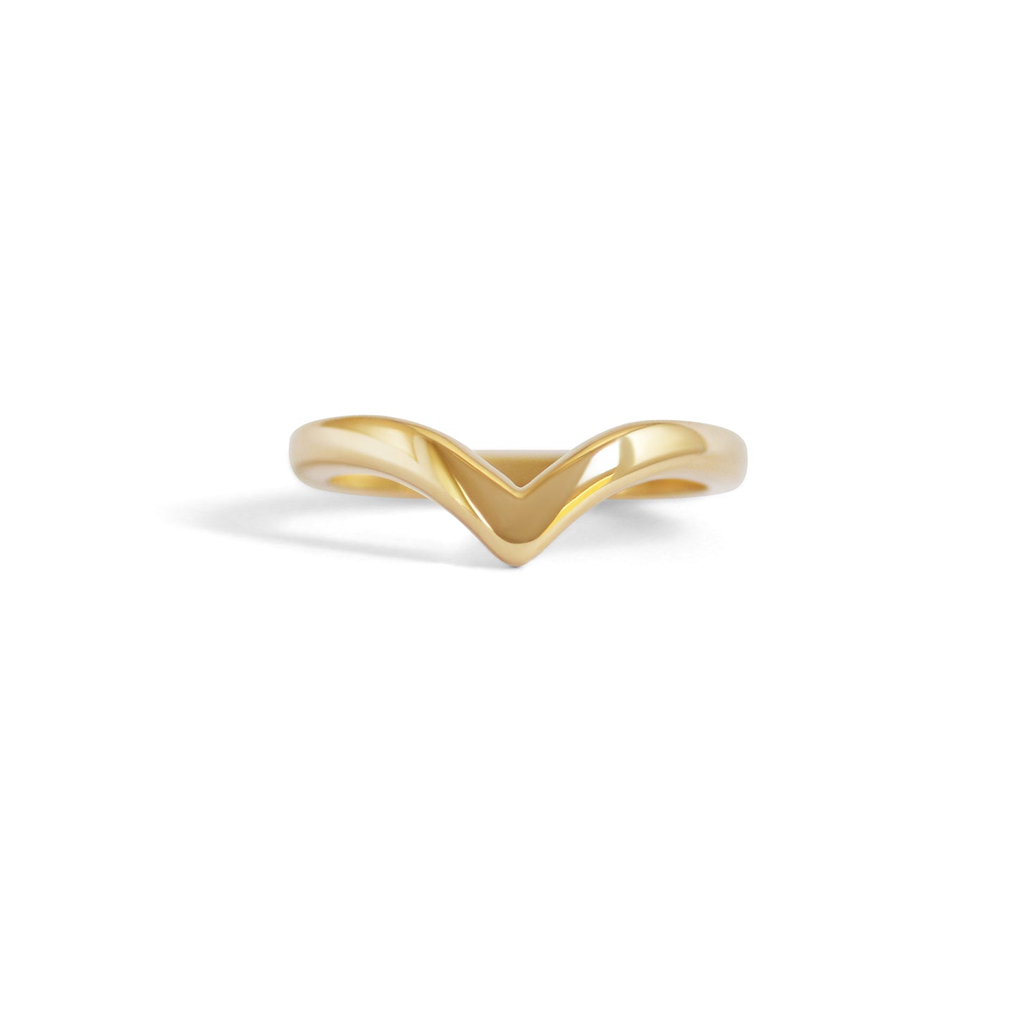Front view of Peak Band Dome in 14k yellow gold