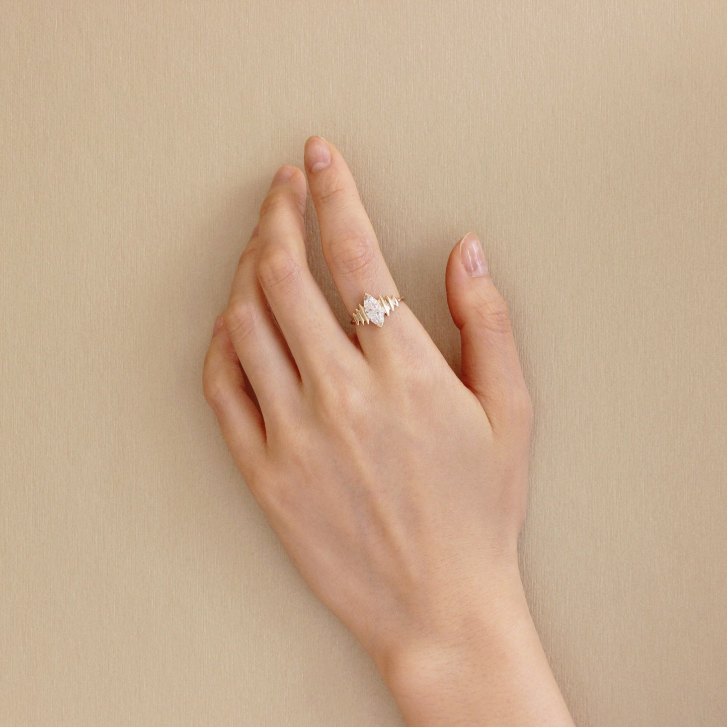 Edge Ring / Lab Marquise Diamond 1.02ct - Goldpoint Studio - Greenpoint, Brooklyn - Fine Jewelry