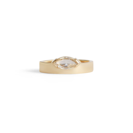 Load image into Gallery viewer, Horizon Band / Rose Cut Marquise Diamond - Goldpoint Studio - Greenpoint, Brooklyn - Fine Jewelry

