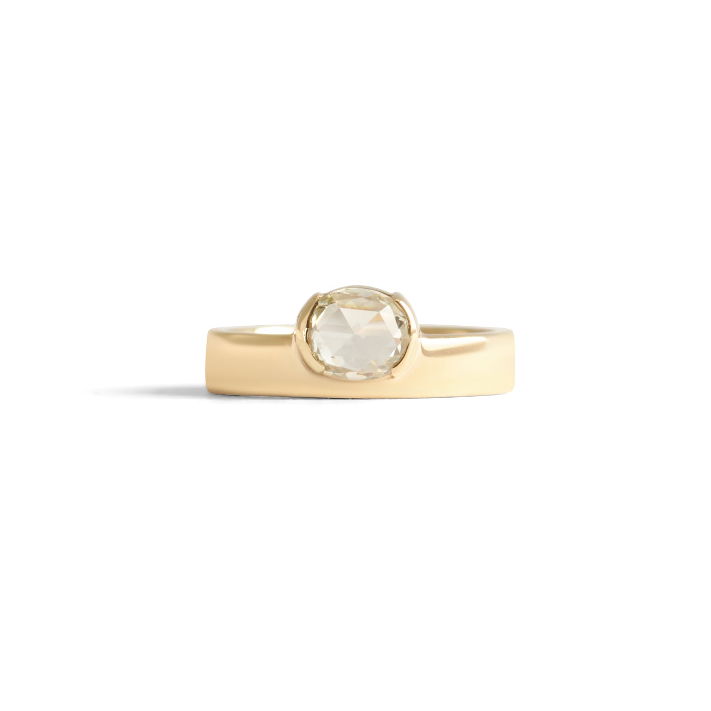 Load image into Gallery viewer, Horizon Band / Natural Rose Cut Oval Diamond - Goldpoint Studio - Greenpoint, Brooklyn - Fine Jewelry
