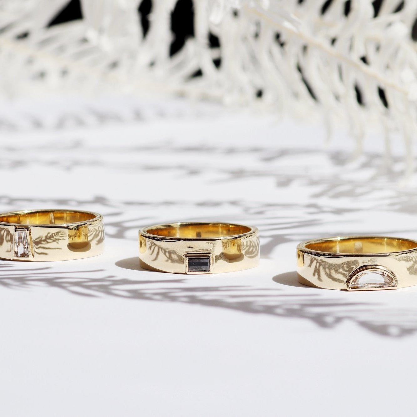 Horizon Band / Champagne Half Moon Diamond .23ct - Goldpoint Studio - Greenpoint, Brooklyn - Fine Jewelry