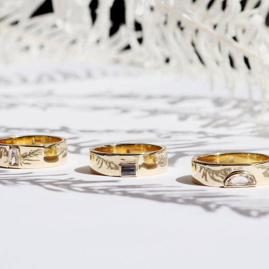 Horizon Band / Champagne Half Moon Diamond .23ct - Goldpoint Studio - Greenpoint, Brooklyn - Fine Jewelry