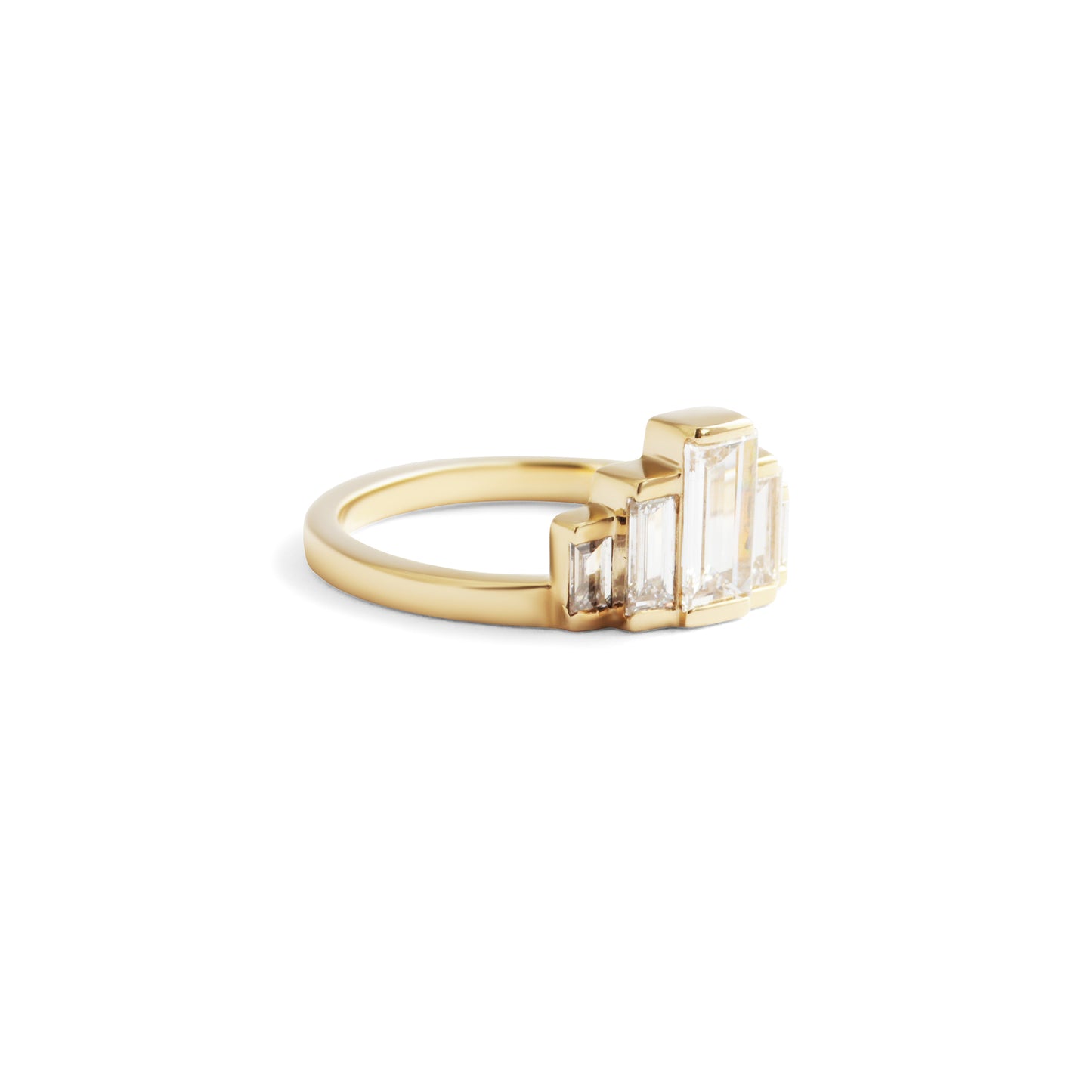 Horizon Ring / Lab Step Baguette Diamonds .93ct - Goldpoint Studio - Greenpoint, Brooklyn - Fine Jewelry