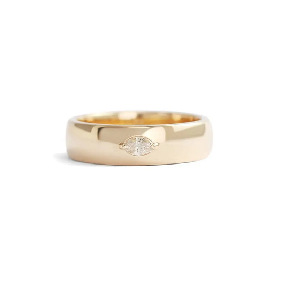 Horus Ring / Lab Marquise Diamond .14ct - Goldpoint Studio - Greenpoint, Brooklyn - Fine Jewelry
