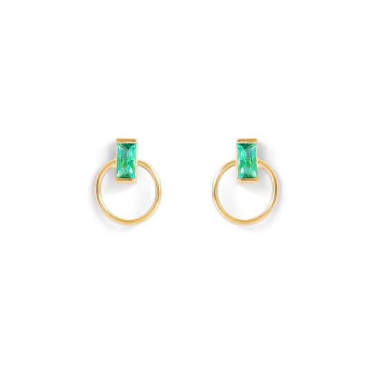 Load image into Gallery viewer, Aton Earring / Emerald Straight Baguette - Goldpoint Studio - Greenpoint, Brooklyn - Fine Jewelry
