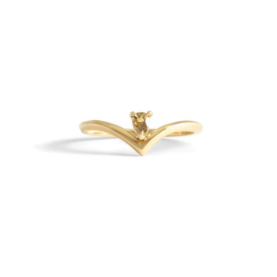 Load image into Gallery viewer, Peak Ring / Pear Diamond - Goldpoint Studio - Greenpoint, Brooklyn - Fine Jewelry
