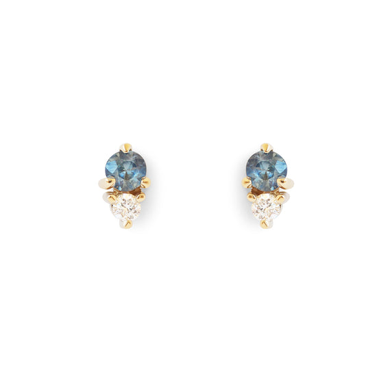 Points II Stud / Bi Color Sapphire + Lab Diamond