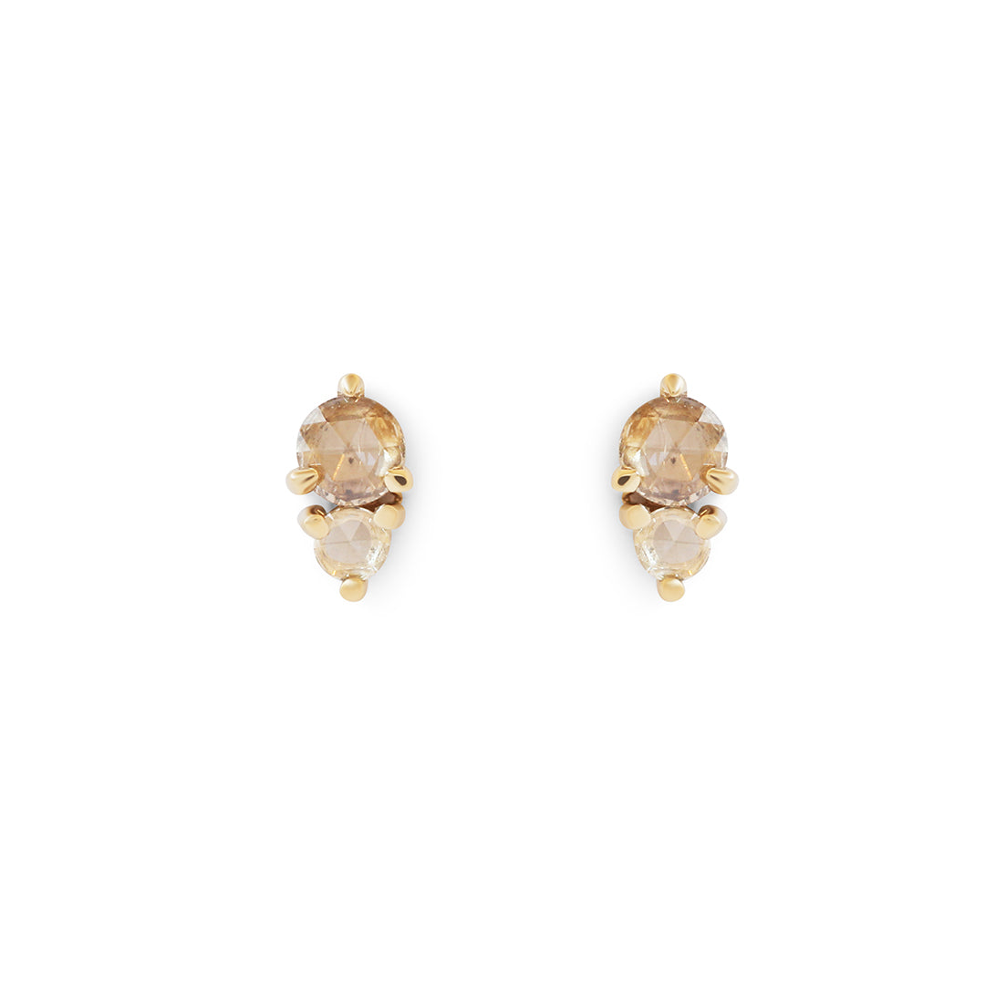 Points II Stud / Champagne + White Diamond