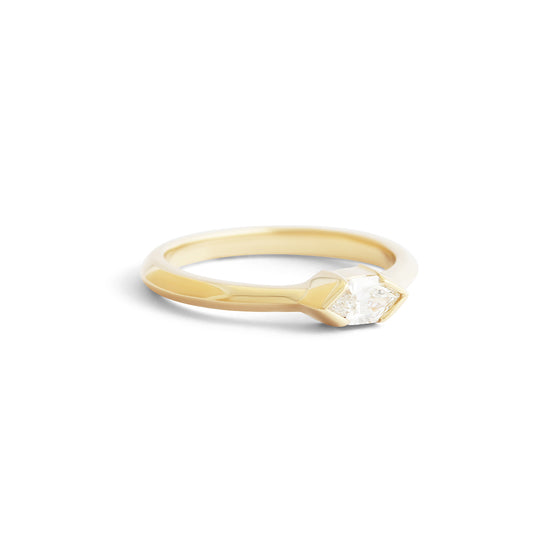 Sideways Ring / Natural Duchess Diamond .25ct - Goldpoint Studio - Greenpoint, Brooklyn - Fine Jewelry