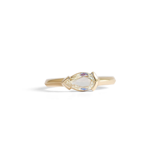 Sideways Ring / Pear Rose Cut Diamond 0.40ct - Goldpoint Studio - Greenpoint, Brooklyn - Fine Jewelry