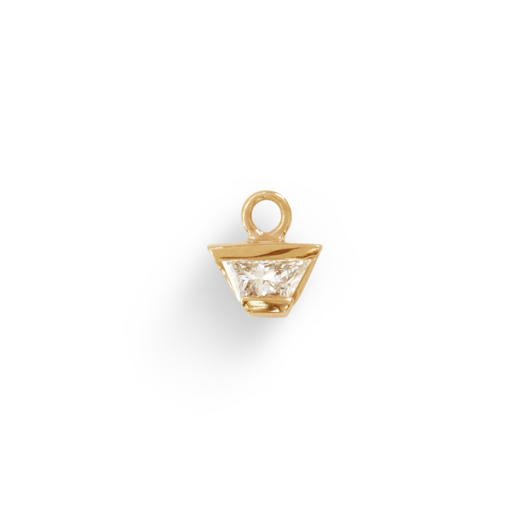 Split Bezel Charm / Lab Trapezoid Diamond - Goldpoint Studio - Greenpoint, Brooklyn - Fine Jewelry