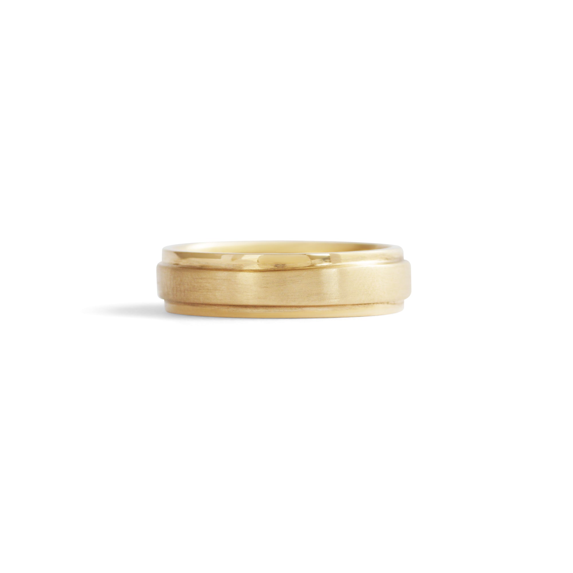 Front view of Cornice Flat Band Wide in 14k yellow gold