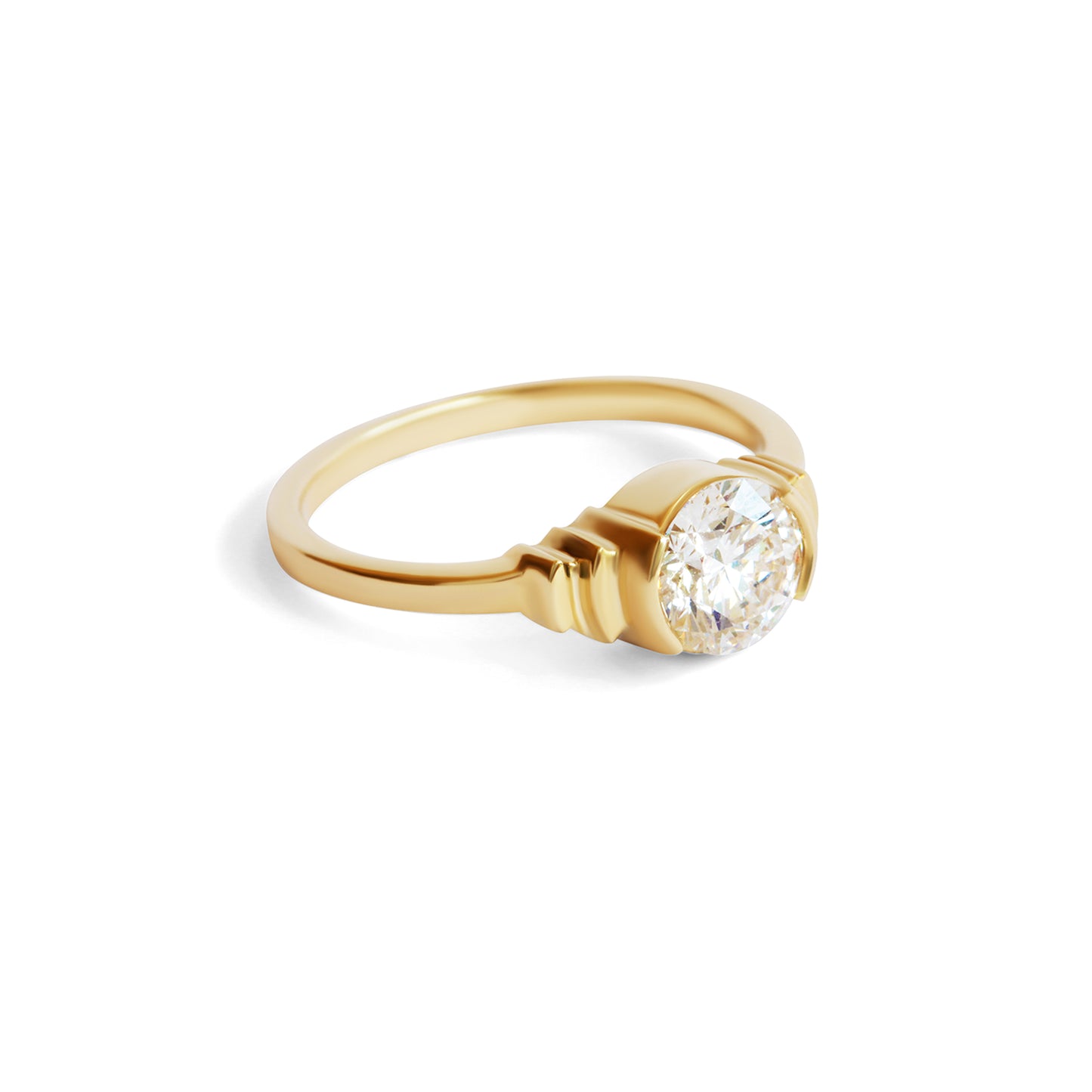 Step Ring / Lab Round Diamonds 1.10ct - Goldpoint Studio - Greenpoint, Brooklyn - Fine Jewelry