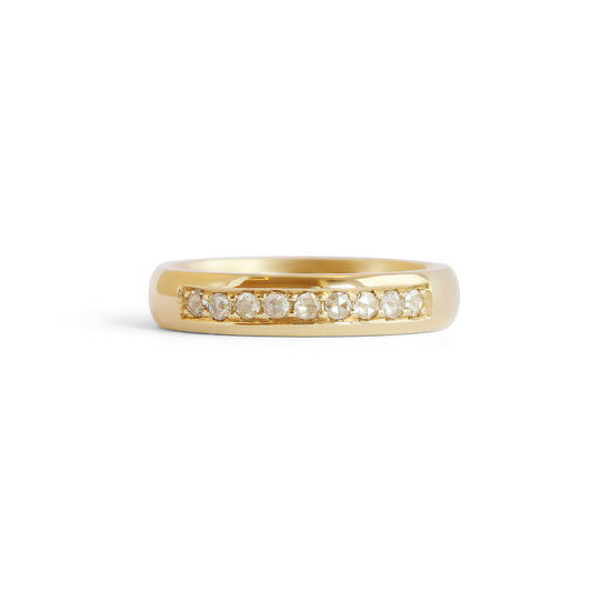 Front view of Thick Dome Band / Rose Cut Diamonds