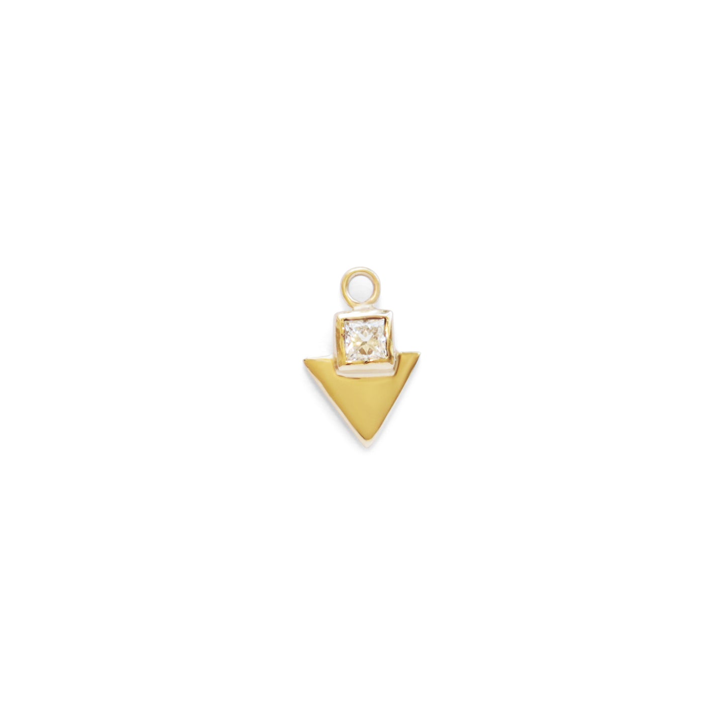 Load image into Gallery viewer, Triangle Disc Charm /  Lab Princess Diamond - Goldpoint Studio - Greenpoint, Brooklyn - Fine Jewelry
