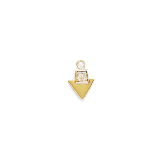 Triangle Disc Charm /  Lab Princess Diamond - Goldpoint Studio - Greenpoint, Brooklyn - Fine Jewelry